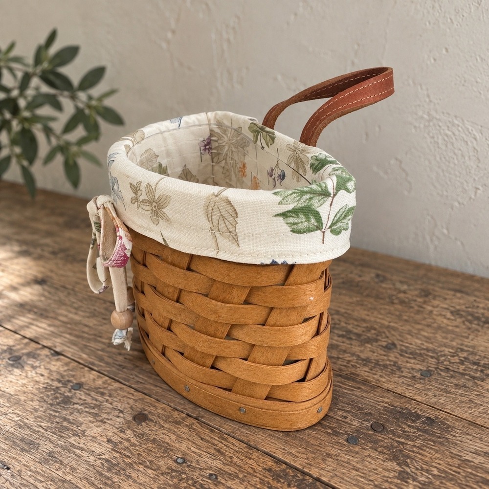 Vintage Longaberger Scalloped Pocket Basket 2006 Floral Liner & Protector - Picture 4 of 7